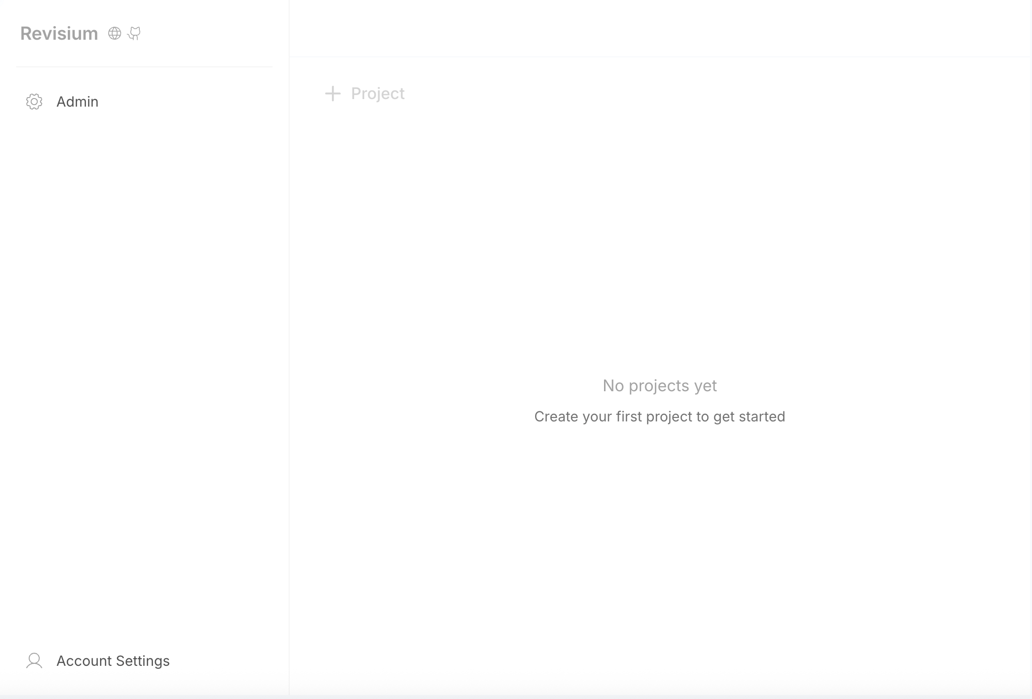 Revisium Admin UI — empty project list after first launch