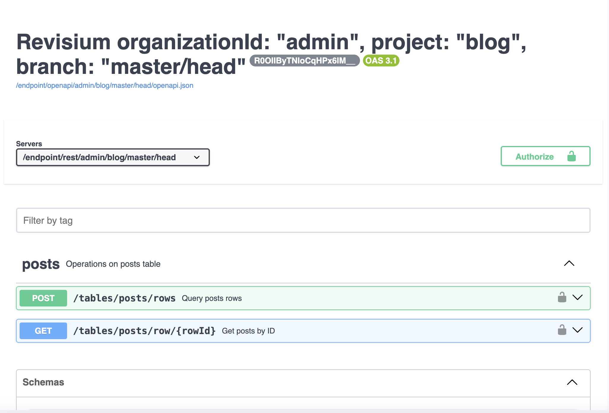 Swagger HEAD — posts table only (committed data)